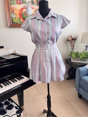 Women’s Pastel Stripe Collar Dress - Pink, Blue & Mint